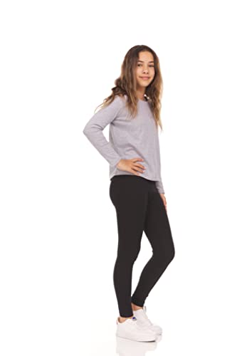 Toddler and Big Girls Leggings, Black Cotton Spandex Stretch Pants - Kids Dance Clothing, Yoga and Ballet Tights, 5-Pack4