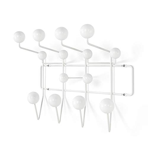 SHISEDECOClassic Hang it All Coat Rack, Mid Century Modern Wall Mounted Hooks with Painted Solid Wooden Balls, Decorative Creative Fashion Wood Hanger for Home, Bedroom (White)