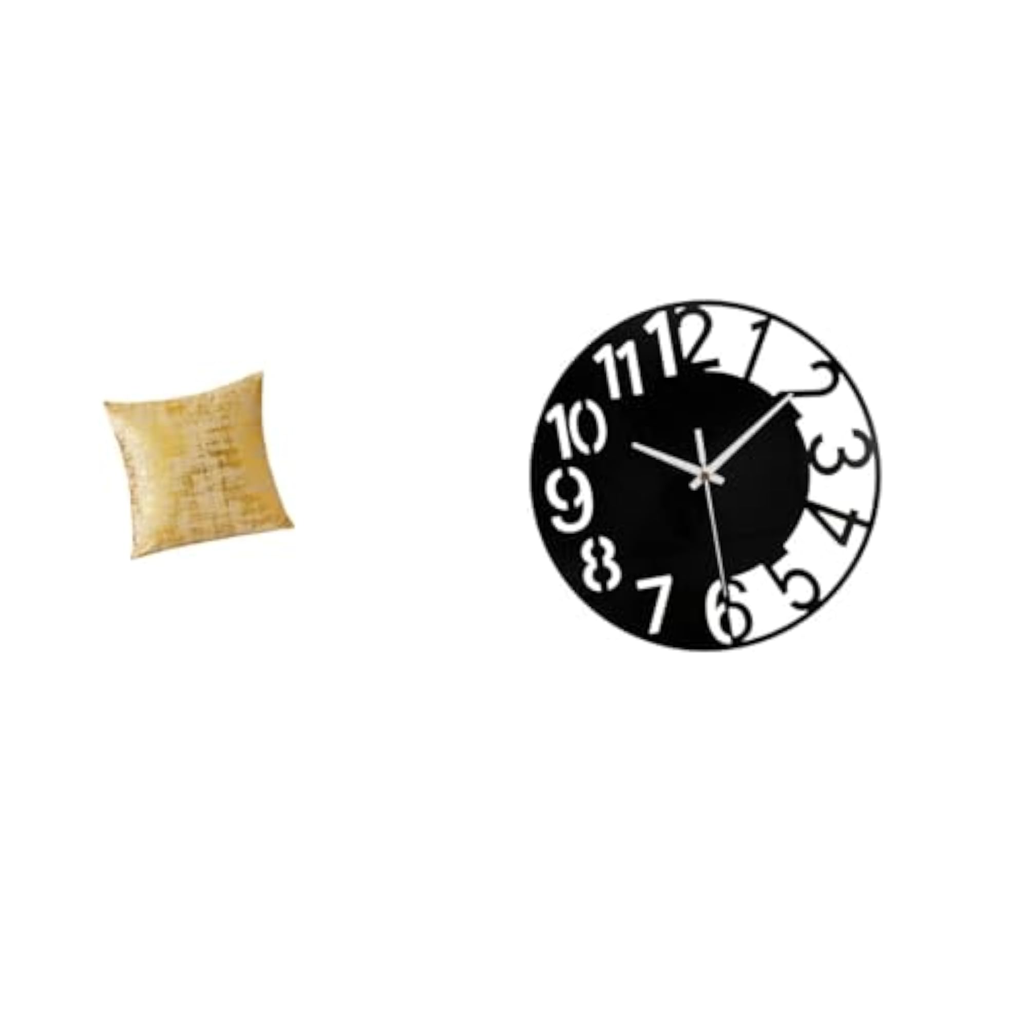 Elegant Square Cushion Cover and Silent Acrylic Wall Clock