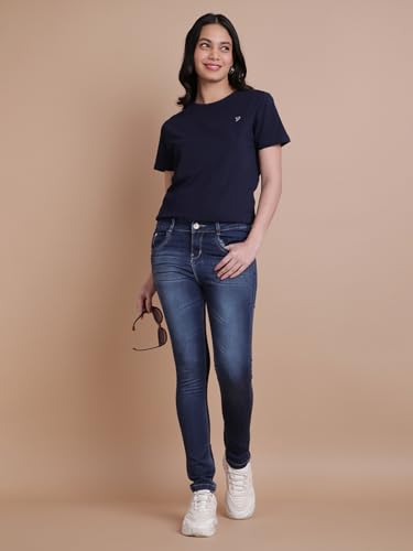 Image of TWIN BIRDS Women Cotton Elastane T-Shirt | Round Neck Casual Everyday Top