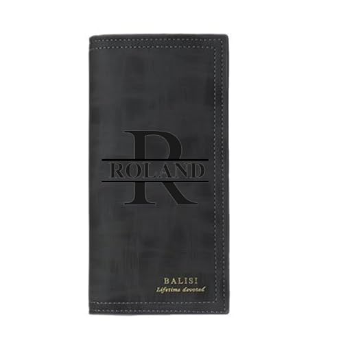 Personalized Trifold Long Leather Wallet for Men - Custom Engraved Name, Photo, or Logo, Large Capacity, RFID Blocking, Gift for Dad, Son, Boyfriend, Perfect for Work, School (black)3