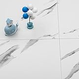 Vinylboden Selbstklebend PVC Bodenbelag Bodenfliesen Weiß Marmor Vinyl-Fliesen Dekorfolie Fliesen Vinyl Boden Marmoroptik für Küche Badezimmer Wohnzimmer 30X30cm 10 Fliesen