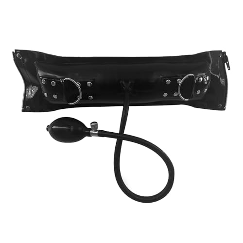 Kangxinsheng Aufblasbares Latex Kragen für Damen und Herren,Unisex SM Latex Halsbänder mit Reißverschluss Hinten,Gummi Halsband Party Kostüm Clubwear-S