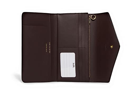 Coach Womens Travel Envelope Wallet In Signature Leather (Im/Graphite/Red Multi With Fairytale Rose Floral Print) #TOP1