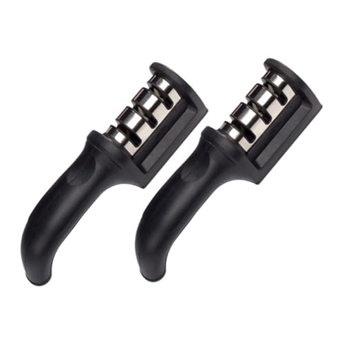 OFFSCH 2 Piezas afilador de cuchillo Herramienta de afilado de agarre piedra de afilar de mano multiusos Herramientas de cocina herramienta de afilado rápido diamante Negro