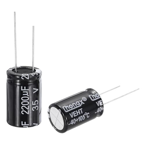 sourcing map 2200uF 35V 16x25mm Electrolytic Capacitor, Radial Leads Aluminum Capacitors for TV, LCD Monitor, VCD, 15Pcs