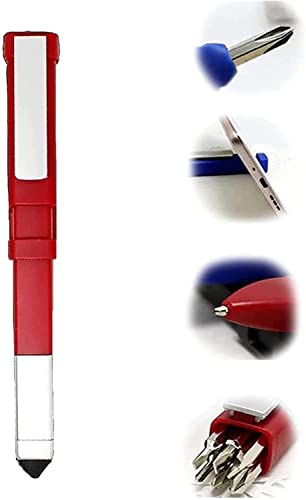 Support de téléphone multifonction 4 en 1 en forme de stylo avec jeu de tournevis - 7 embouts de tournevis courants (rouge) Cover