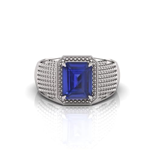 Bague saphir bleu naturel sertie sur monture en Panchdhatu précieux pour homme et femme - 3