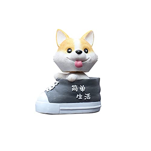 Ikasus Car Dog Decoration, Cute Car Dashboard Bobble Head Dog Decoration, Cartoon Animal Resin Ornament Puppy Shaking Head Toys For Car Home Tabletop Decor Gift For For Adults, Kids, Women, Men Gray #TOP10