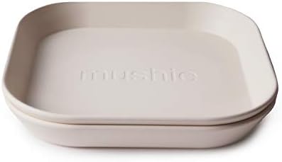 mushie Square Dinnerware Plates for Kids | Made in Denmark, Set of 2 (Ivory)