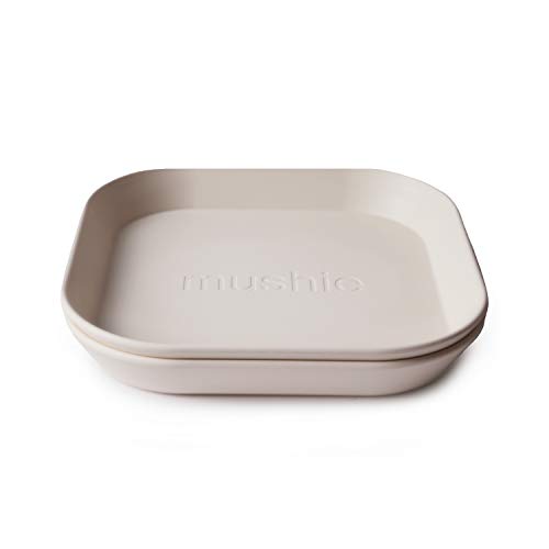 Image of mushie Square Dinnerware Plates for Kids | Made in Denmark, Set of 2 (Ivory)