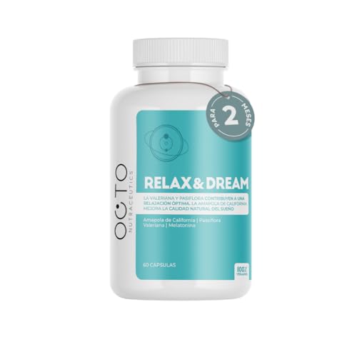 Melatonina con Valeriana, Pasiflora y Amapola de California - Cápsulas para Dormir Bien y Reducir Ansiedad - Complemento Natural para Sueño Reparador - 60 Uds - Relax&Dream