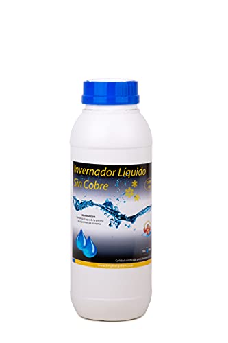 INVERNADOR LÍQUIDO SIN Cobre 1 LITRO para Piscinas de Obra, Poliester/Liner y Salinas - Desinfectante y Algicida para el Tratamiento de Piscinas en Invierno