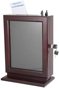 Adir Customizable Wood Suggestion Box – Mahogany – with a Free Pack of Refill Suggestion Box Cards