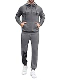 LecGee Men's 1/4 Zip Warm Tracksuit Casual Sweat Suit Long Sleeve Outdoor Fitness Breathable Pants Sports Set(Gray,L)