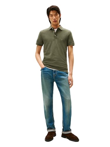 Image of Tommy Hilfiger Men's Short Sleeve Polo Shirts in Slim Fit with Stretch and Organic Pique Cotton