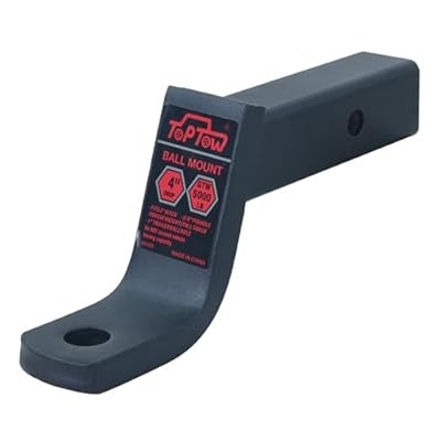 TOPTOW 64163 Trailer Hitch Ball Mount 4-inch Drop, Fits 2 inch Hitch Receiver, Matte Black