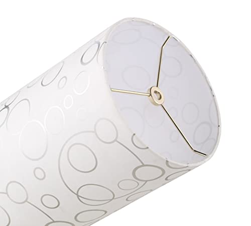 Image of Aspen Creative 31304 Contemporary Drum (Cylinder) Shaped Spider Construction Lamp Shade in White with Circle Pattern, 8 inch wide (8 inch x 8 inch x 11 inch)