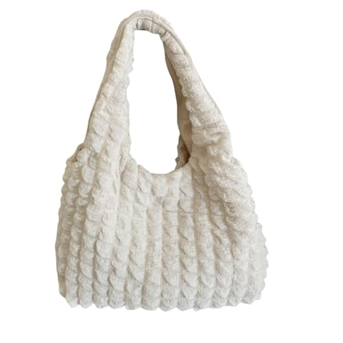 Bolsa de mano de pana para mujer, bolsa de hombro grande, con bolsillos, a la moda, casual, ligera, para universidad, escuela, trabajo, viajes, compras, uso diario, White, Talla única Bolsa de mano de pana para mujer, bolsa de hombro grande, con bolsillos, a la moda, casual, ligera, para universidad, escuela, trabajo, viajes, compras, uso diario, White, Talla única