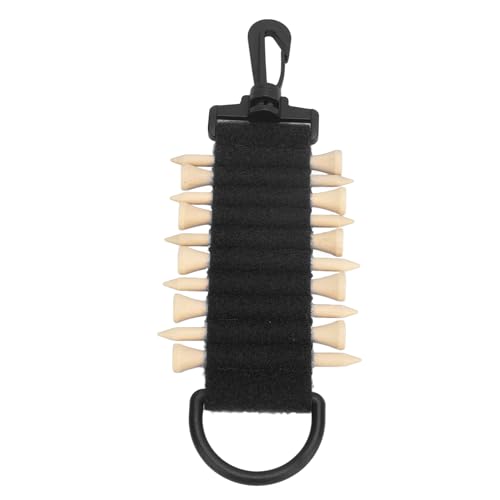 Golf Tee Holder, 10 Golf Tees Organizer, Portable Golf Tee Carrier with Hook for Belt Multifunctional Storage Bag for Golf Accessories (Black)
