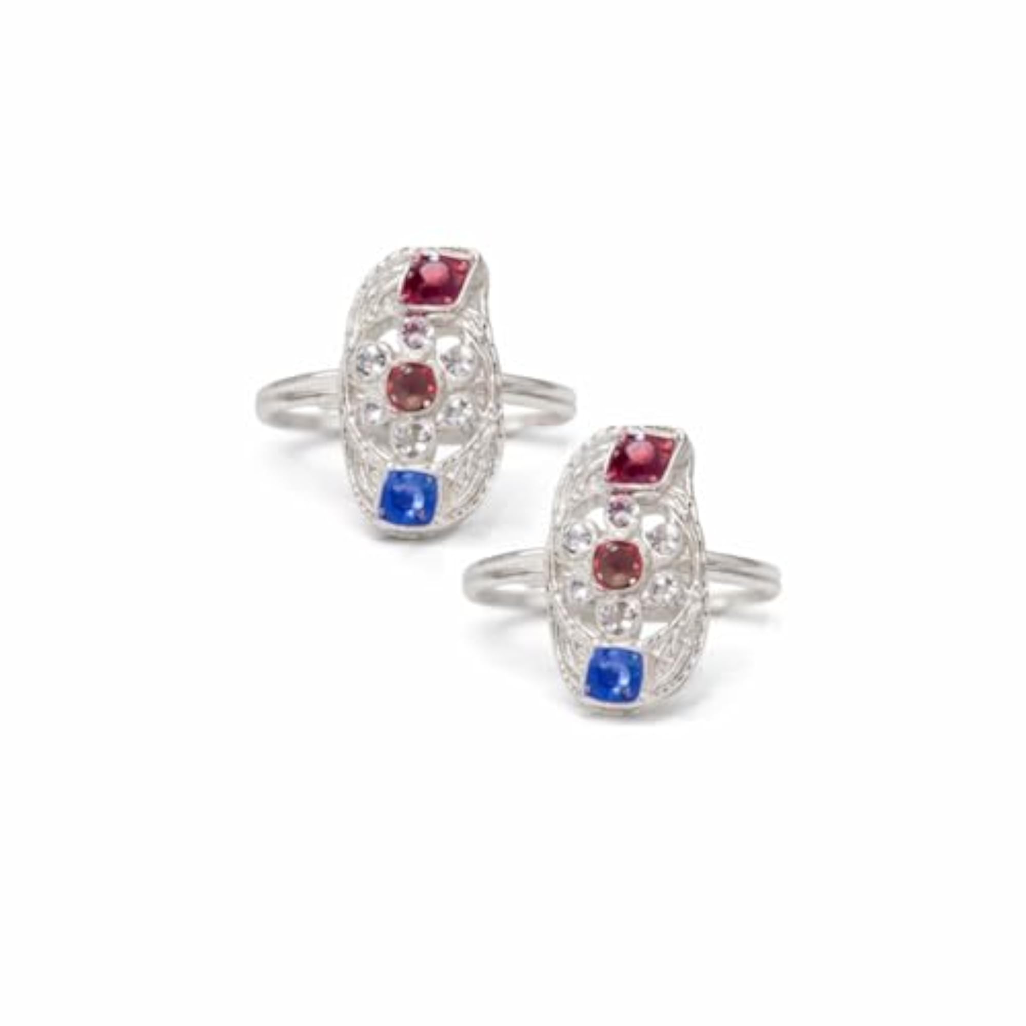 Women's Adorable Silver Adjustable Toe Ring with Red and Blue Stones