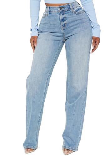 BessCops Women's Jeans High Waisted Straight Leg Stretchy Jeans Trendy Loose Wide Leg Denim Pants...