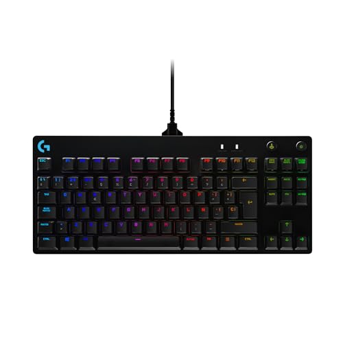 Logitech G PRO TKL Teclado Gaming Mecánico sin teclado numérico, Teclas GX-Clicky Azules, RGB LIGHTSYNC, Diseño portátil para esports, Cable Micro USB Desmontable, Disposición QWERTY US - Negro