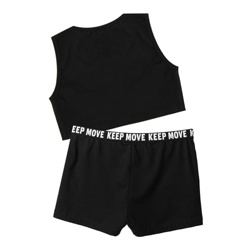 Moily Girls Two Piece Athletic Outfit Workout Crop Tank Top with Booty Shorts for Gymnastics/Dance/Sports2