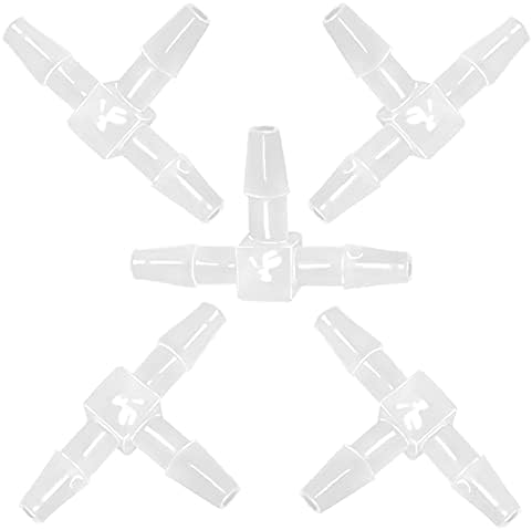 ANPTGHT 1/8" Tee Fitting Equal Barb 3 Way Hose Barb Fitting，Splicer Joint Mender Adapter Union Fitting for Fuel Gas Liquid Air (Pack of 5) for Fuel Gas Liquid Air (Pack of 5)