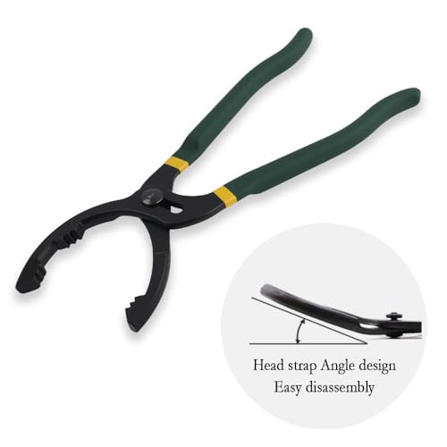 Image of Salior 12'' Oil Filters Removal Specialty Tool Oil Filter Wrench, 3-Position Adjustable+15Bent Angle Head Design Oil Filter Pliers for 45-150mm Engine Filters, Conduit, Fittings (Green)