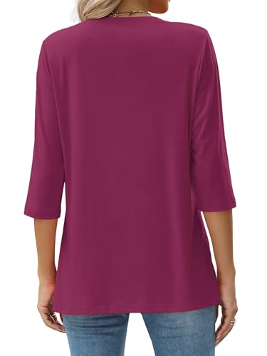 Image of JomeDesign Womens Tops 3 /4 Sleeve Shirts Round Neck Loose Casual Blouses