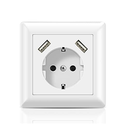Steckdose mit 2 x USB Anschluss 3.4A Unterputz, USB Steckdose System 55 X 55 Reinweiß Passt in Standard Unterputzdose, Schutzkontakt Schuko Wandsteckdose Geeignet für Smartphone Tablet MP3