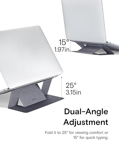 Image of MOFT Laptop Stand, Adhesive Laptop Riser with 2 Adjustable Viewing Angles, Foldable Computer Stand Compatible with MacBook Air, Pro 11 inch-16 inch,Light Starry Grey