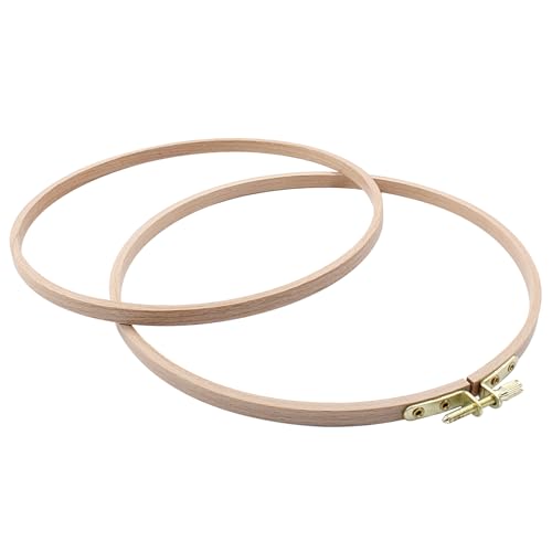 Image of Murtenze 8 inch Embroidery Hoop Round Beech Wood Cross Stitch Hoop, Hand Embroidery and Cross-Stitch Tools for DIY Embroidery Floss Starter of Sewing Art Kits Crafts(2 Pack)