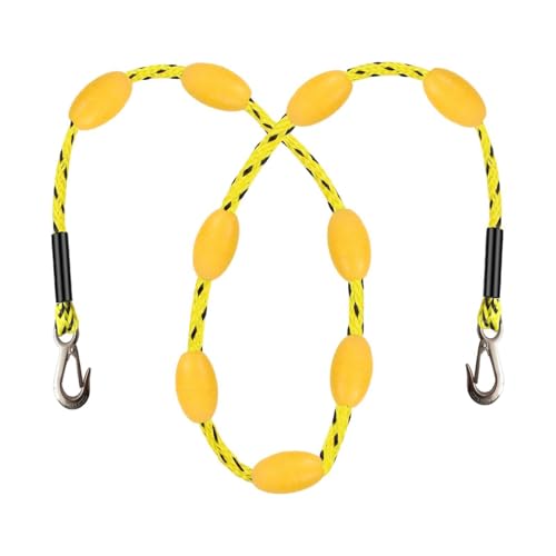 Colaxi 60ft Tow Rope with Floats Heavy Duty with Hook at Each End for Tubing Watersport Accessories Boating Tow Rope Towable Tube, Yellow Black Spots