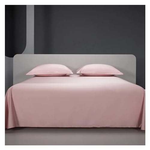 Juego de Cama de algodón Egipcio Premium de Cuatro Piezas en Blanco y Rosa Lisos: Suave, Disponible en tamaños Individual, matrimonial, Queen y King (