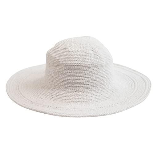 Sombrero de Crochet Blanco para Mujer con Ala Ancha miniatura 1