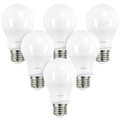 Linkind A19 LED Light Bulbs Dimmable, 40W Equivalent, E26 Base, 5000K Daylight, 5W 480 Lumens 120V, UL Listed FCC Certified, LED Lights for Bedroom Living Room Home Office, 6 Packs
