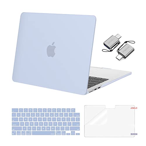 Image of MOSISO Compatible with MacBook Air 13 inch Case M5 2026 M4 2025 M3 M2 2024-2022 A3449 A3240 A3113 A2681, Hard Shell&Keyboard Cover&Screen Film&Type C for MacBook Air 13.6 inch Case, Pastel Blue