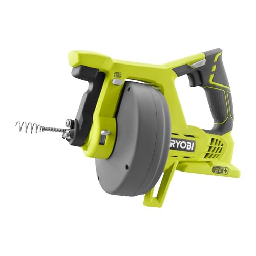 RYOBI - Déboucheur 18V ONE+ - Vitesse Max 600 tr/min, pour 11,5cm/sec - Câble 7,6m, Tête 16mm, Gâchette avec Interrupteur Bloquant et Inverseur de Rotation - Batterie et Chargeur non Inclus - R18DA-0