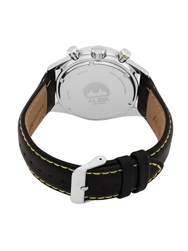 ALBA Leather Men Analog Wristwatch At3J33X1, Black Dial, Black Band - Image 6