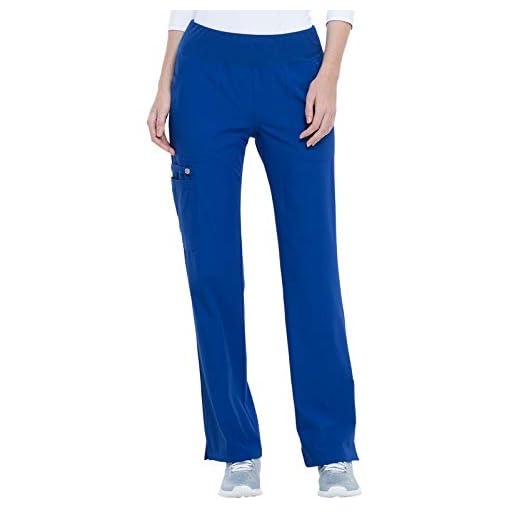 Elle Women Scrubs Pant Mid Rise Straight Leg Pull-on EL130, S, Galaxy Blue