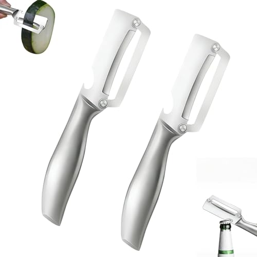 Multifonction Epluche Legume, Eplucheur Pomme De Terre Acier Inoxydable, Eplucheur Manche En Métal Avec DéCapsuleur Fonction, Lame Large, TrèS Efficace Pour...