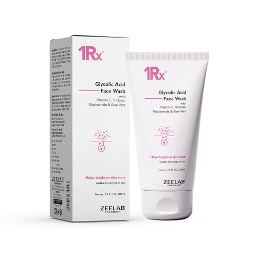 Image of 1RX Glycolic Acid Face Wash 100gm | Exfoliating & Brightening Cleanser | With Aloe Vera, Niacinamide & Vitamin E | Removes Dead Skin, Controls Oil & Helps Improve Skin Texture | For Men & Women