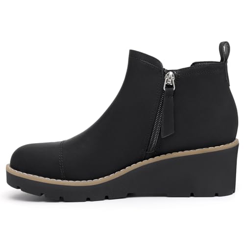 Athlefit Women's Wedge Chelsea Boots Platform Lug Sole Elastic Short Ankle Booties with Side Zipper2