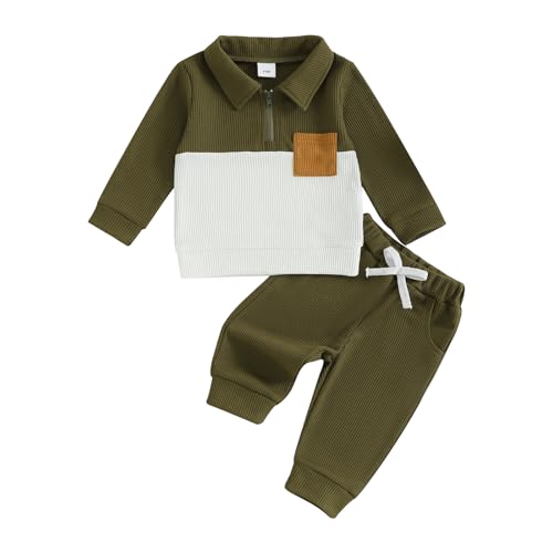 Image of VISGOGO Baby Boy Clothes Toddler Fall Winter Outfit Sweater Toddler Boy Striped Clothes 6 12 18 Months 2 3T 4T Pant Set