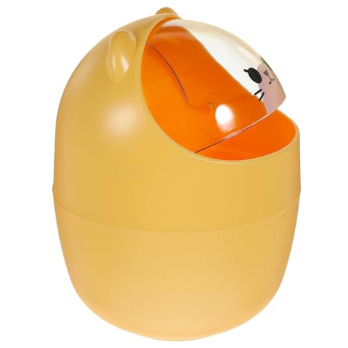 HOMSFOU Mini Papelera de Escritorio con Tapa Abatible Naranja Cubo Pequeño para Basura y Almacenamiento Hogar Oficina y Dormitorio Diseño Compacto para Mantener Ordenadas Superficies y