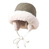 Gorro de Cazador Ushanka para Mujer, Gorro de Cazador de Invierno a Prueba de Viento para Mujer, Gorro de esquí borroso, Gorro de Bombardero Ushanka cálido para Invierno