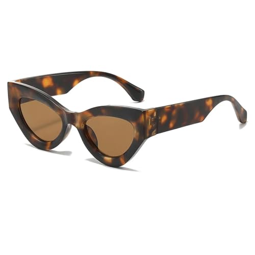 Lunettes de soleil œil de chat punk avec verres dégradés vintage et monture épaisse léopard