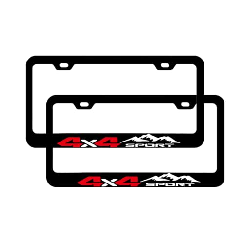 2 Pack 4X4 Off Road Sport License Plate Frames, Stainless Steel License Plate Holders Covers with Screws Fasteners Caps